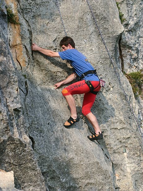 Claudius in der Kletterroute Whiskey (5b)