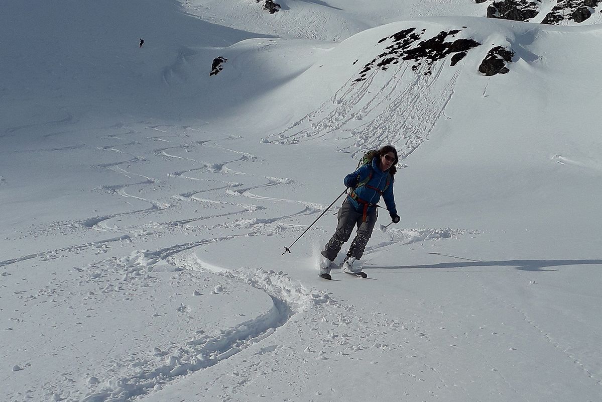 Schöner Pulverschnee - in der Sonne oberflächlich leicht pappig