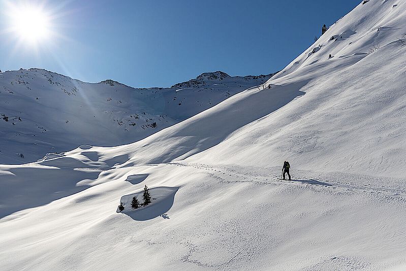 Einsame Winterlandschaft zwischen Rastkogel und Pangert