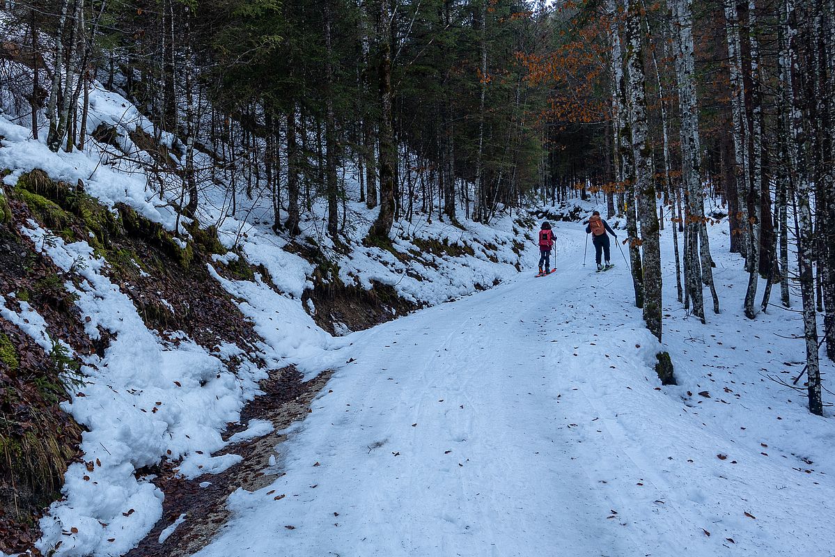 Noch ausreichend Schnee am Beginn der Rodelbahn