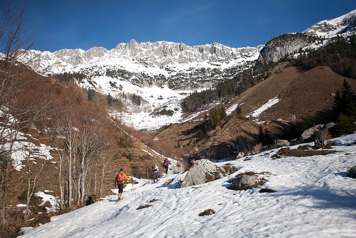 Wenig aber ausreichend Schnee an der Wegscheidalm