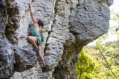 Klettern an der Burgruine Reußenstein