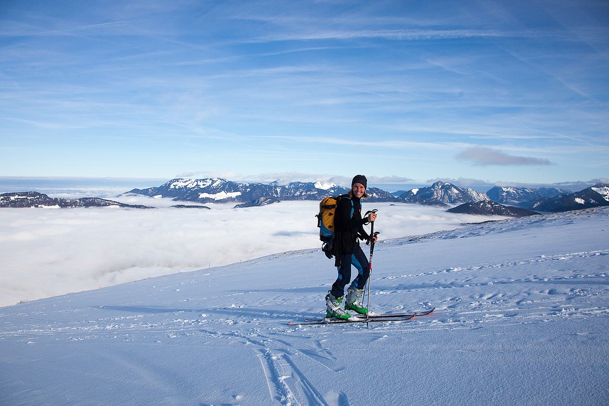 Tolles Wetter und gute Verhältnisse auf der planierten und überzuckerten Piste im oberen Teil.