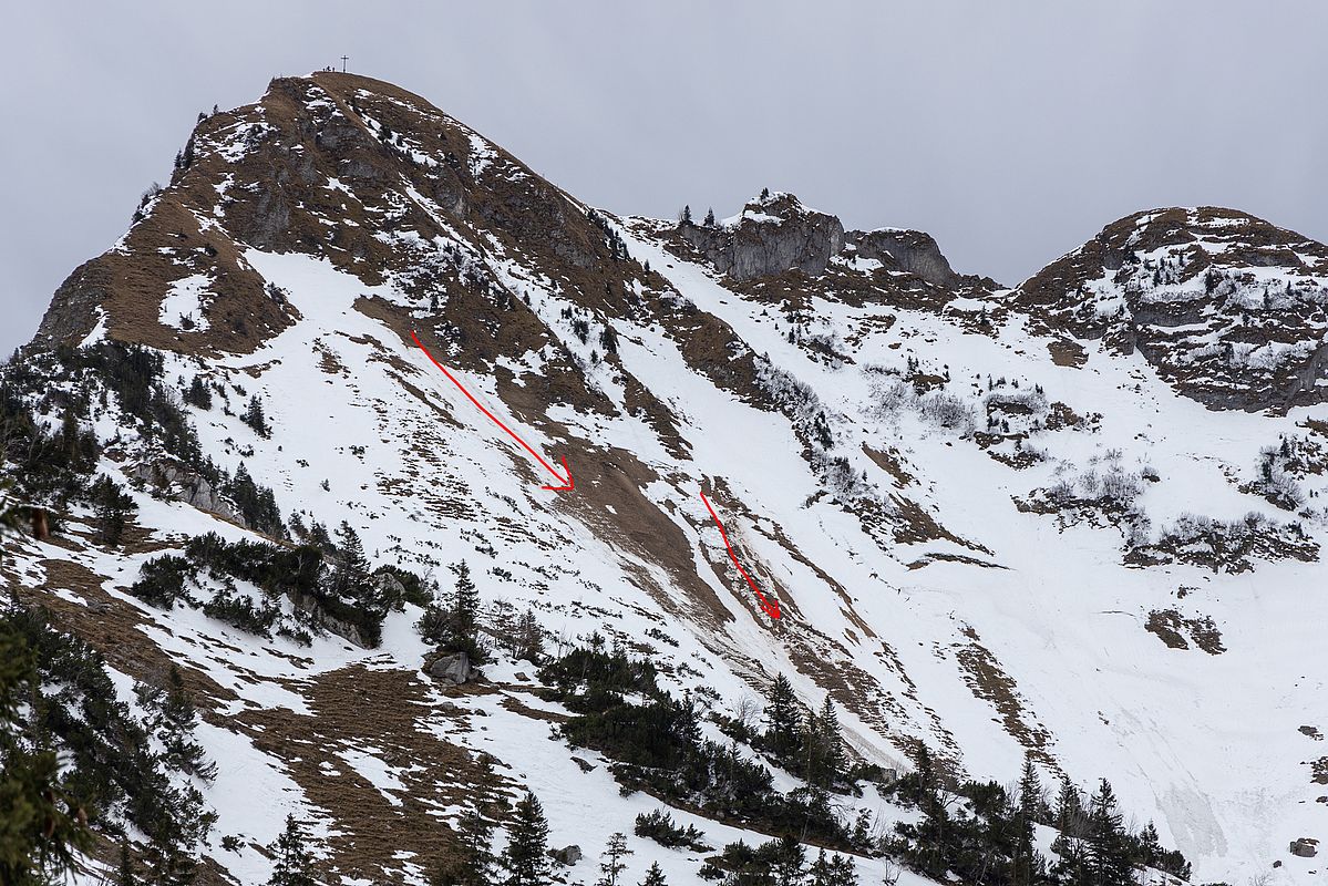 Gleitschneeaktivität auf der Nordseite der Rotwand