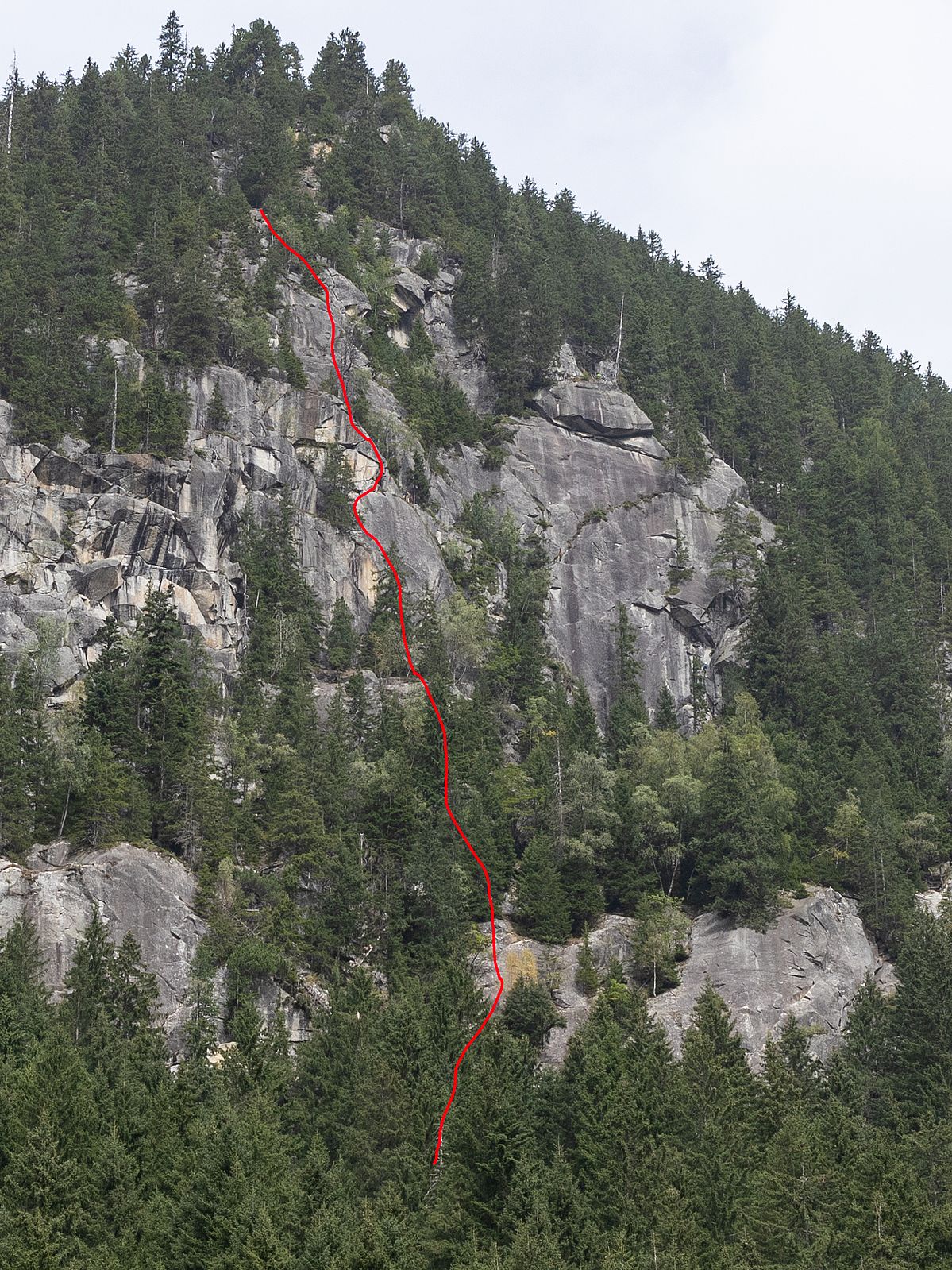 Klettergebiet Au-Süd mit der Route Supersommer