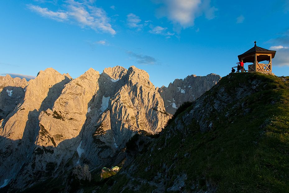 Sonnenuntergang am Stripsenkopf mit blick auf Totenkirchl, Fleischbank und Predigtstuhl