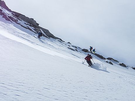 Einfahrt in den Nordhang der Schönachschneid