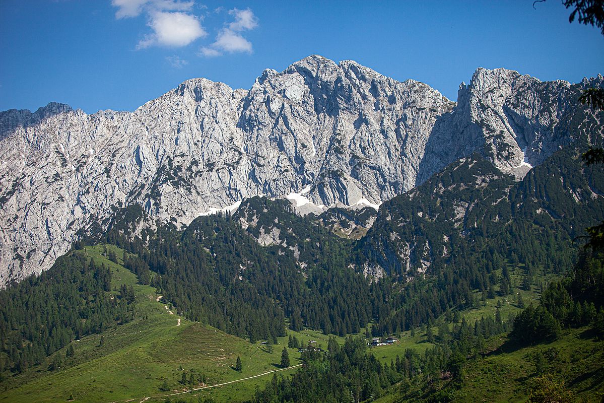 Rückblick vom Brentenjoch auf die heutigen Gipfelziele