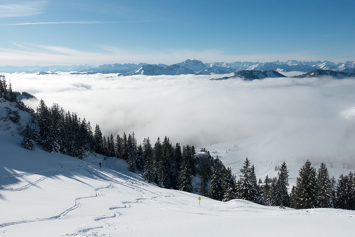 Über der Nebeldecke unterhalb der Benzingspitze