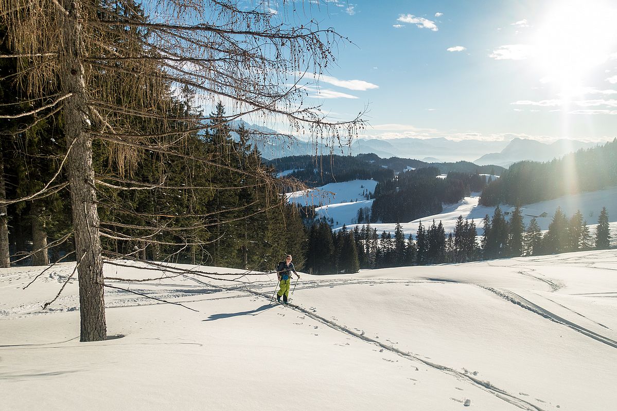 In den flachen Hängen oberhalb ist die oberste Schicht aber noch eher pulvrig 