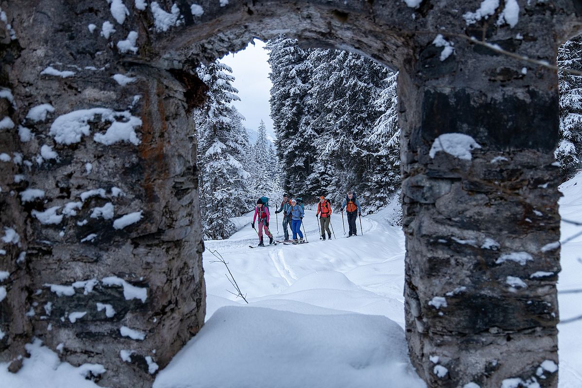 Aufstieg am Freitag über die Rodelbahn zur Hütte