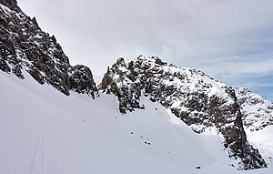 Blick vom Hinteren Tajatörl zurück zur Grünsteinscharte