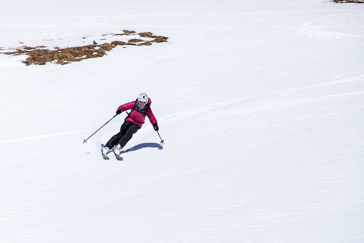 Etwa auf Höhe der Hagener Hütte dann perfekter Firn.