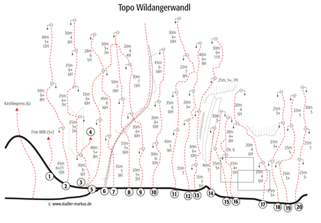 Topo der Wildangerwand im Wilden Kaiser, Stripsenjoch