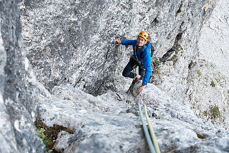 In der ersten Seillänge der "Via Priolo".