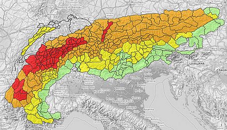 Abb. 2: Lawinenprognose vom 14. März 2019 für den ganzen Alpenraum