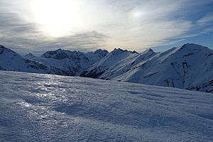 Harte Schneeoberfläche in den Lechtalern an den Weihnachtsfeiertagen