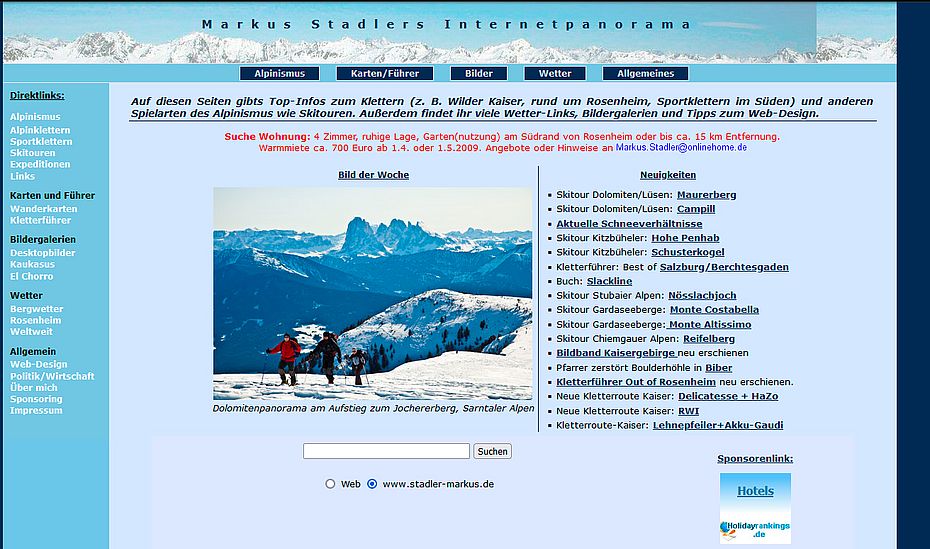 Die Homepage 2009