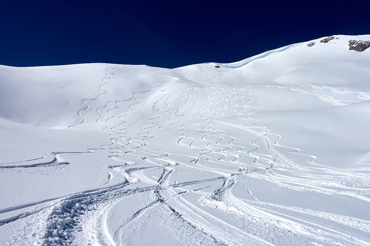 Gute Schneeverhältnisse bei der Abfahrt