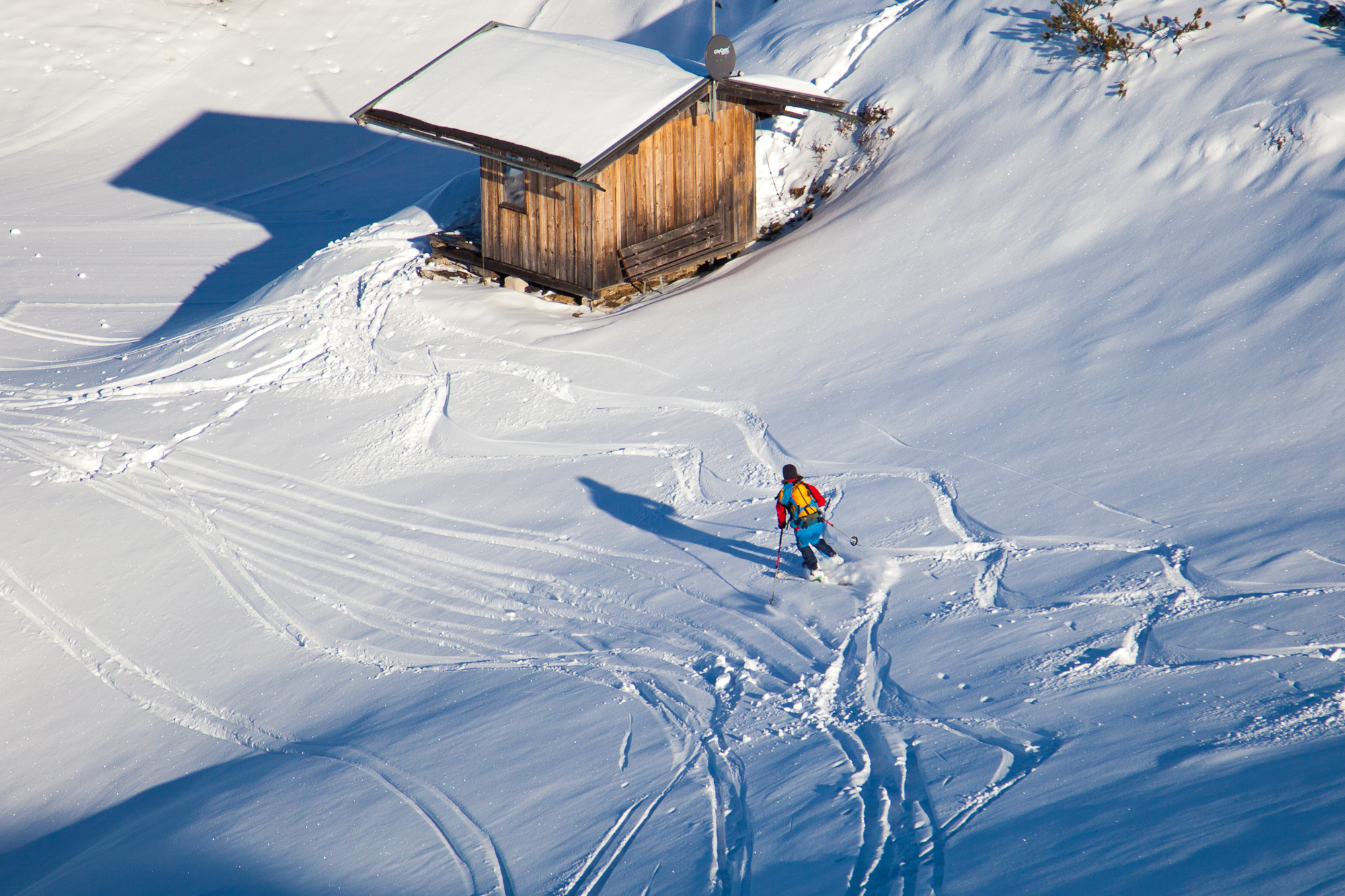 Ganz oben gabs sogar ein paar schöne Schwünge im Gelände, bevor wir den Rest über die Piste abgefahren si