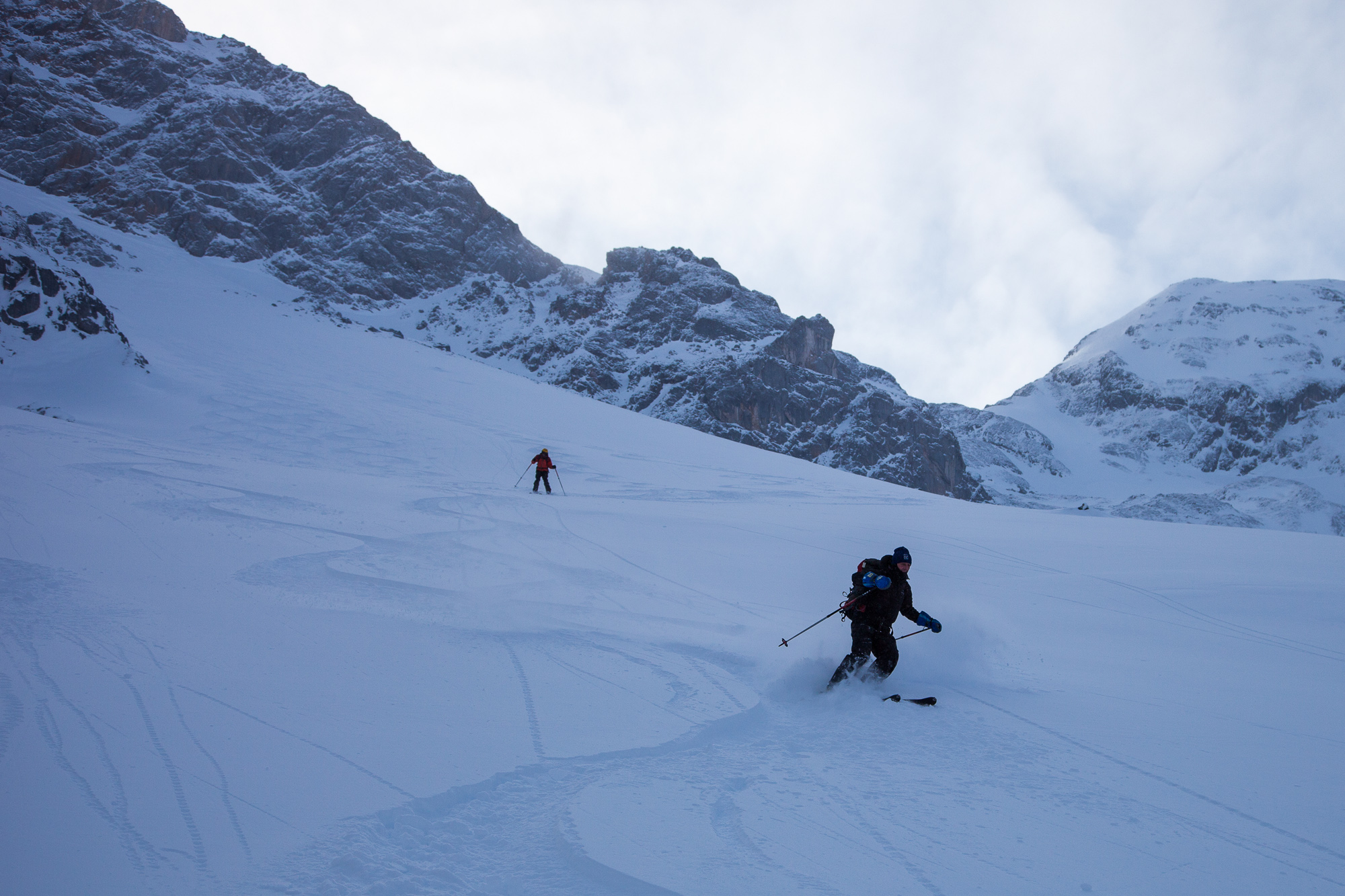 Unterhalb vom Rotschartl findet sich herrlicher Pulverschnee