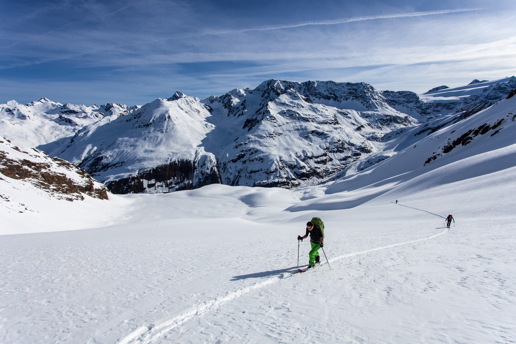 Einsamer Aufstieg durch das herrliche Kar zur Valbenairspitze