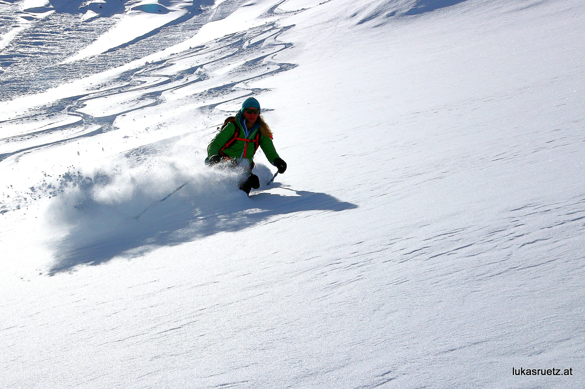 Danach gehts im Pulverschnee talwärts