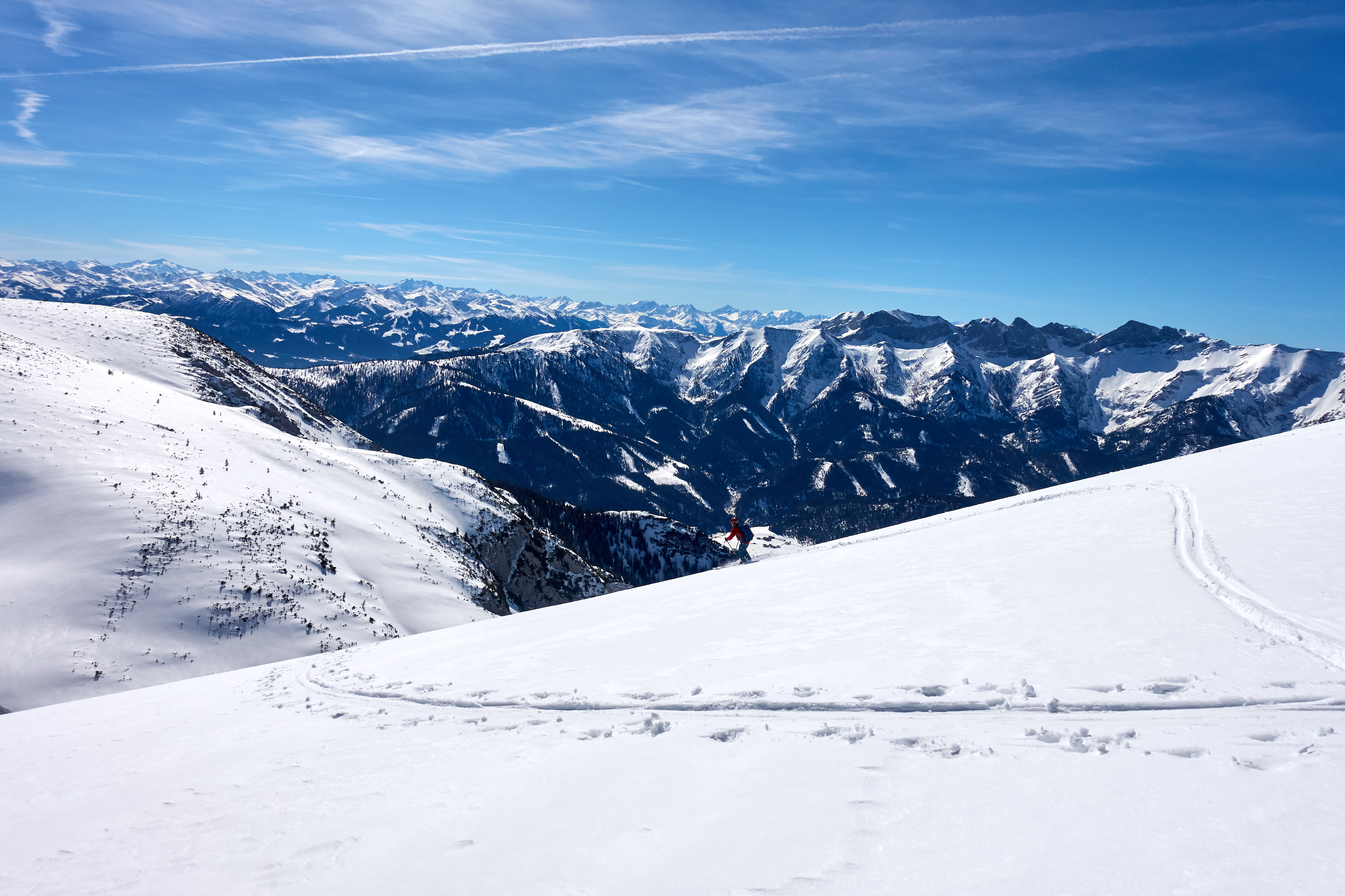 Schöner Firnschnee bei der Abfahrt