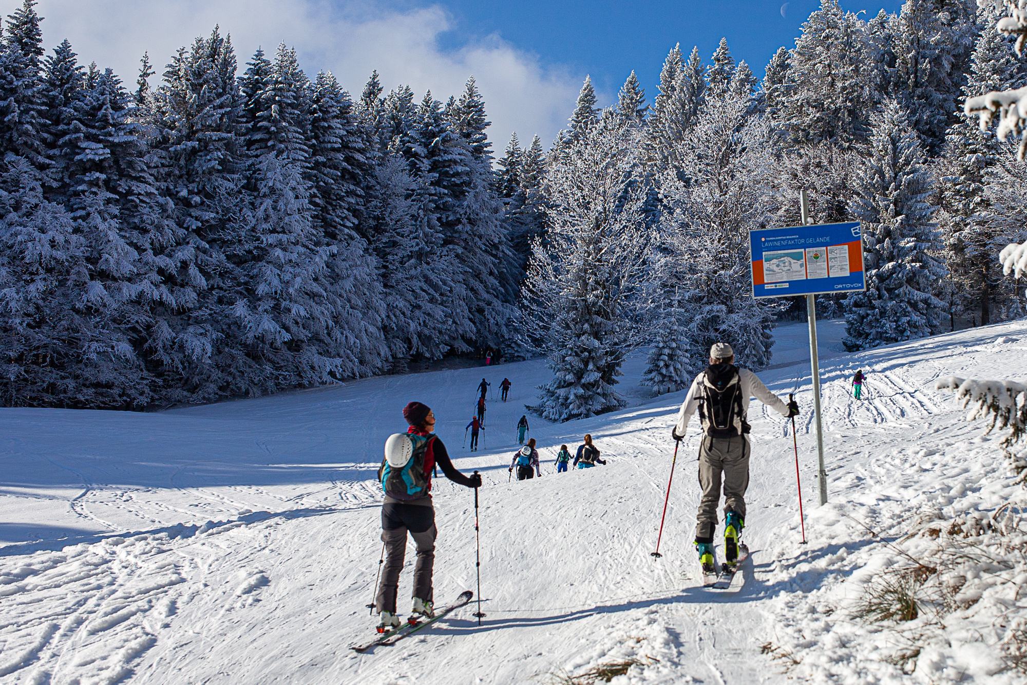 Abzweig der Skitourenroute von der Piste