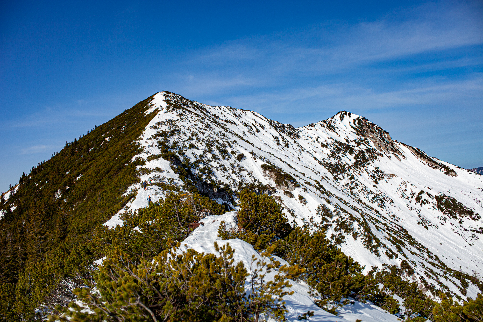 Blick am Grat vom Steilner Joch zum Gipfel