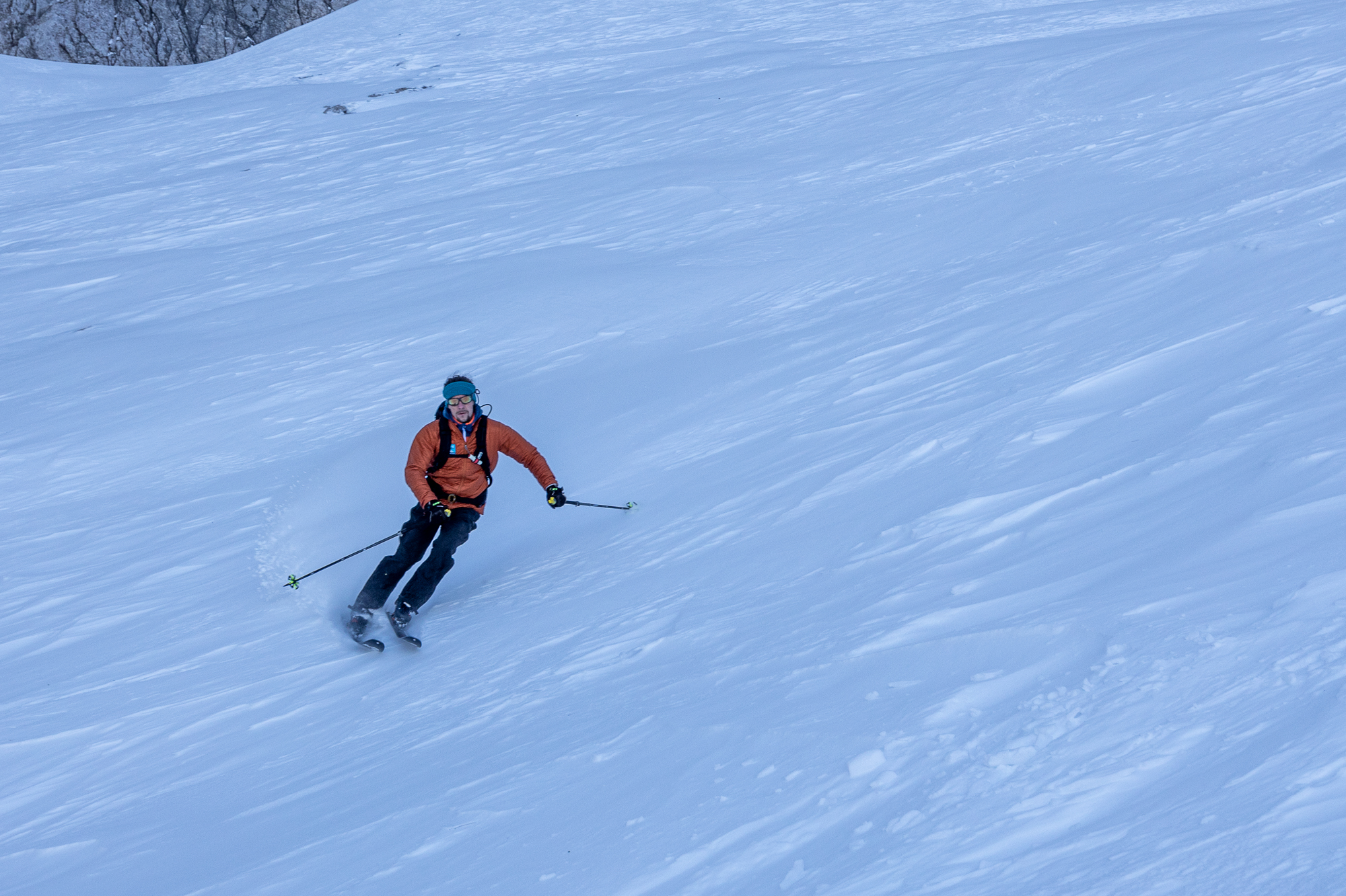 Der windgepresste Schnee ließ sich ganz passabel fahren