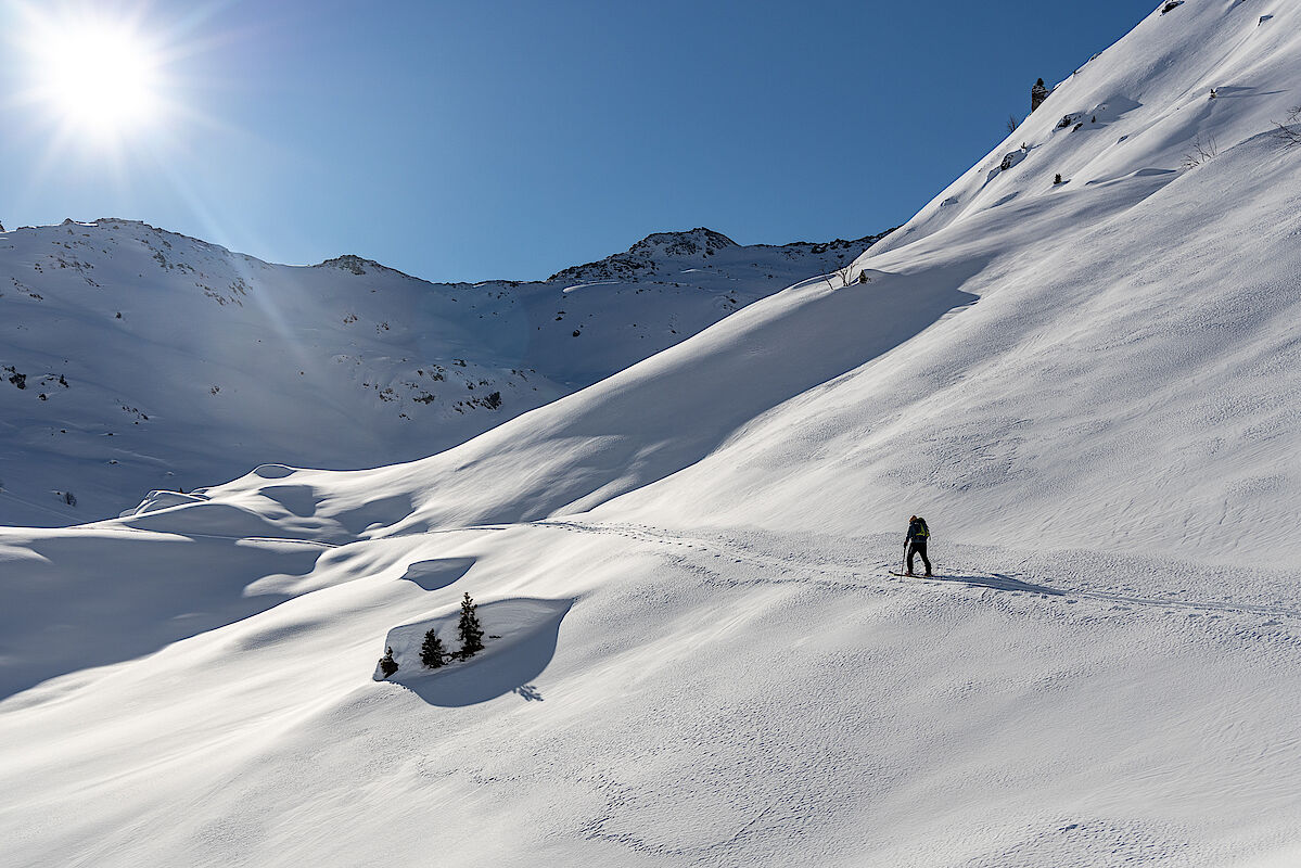 Einsame Winterlandschaft zwischen Rastkogel und Pangert