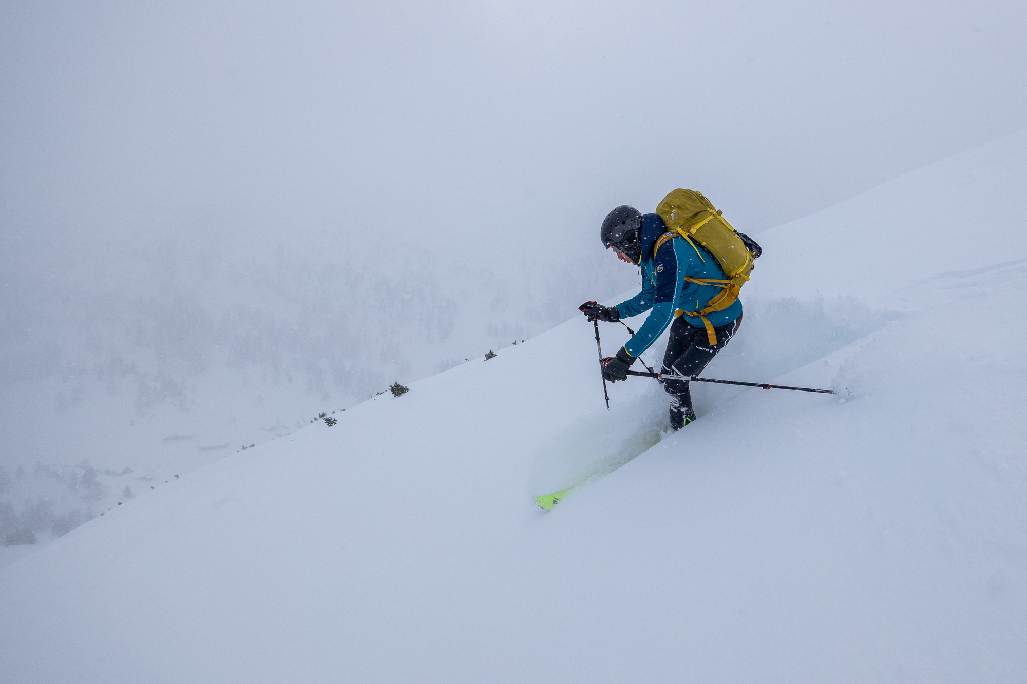 Feiner Pulverschnee bei der Abfahrt vom Spirzinger