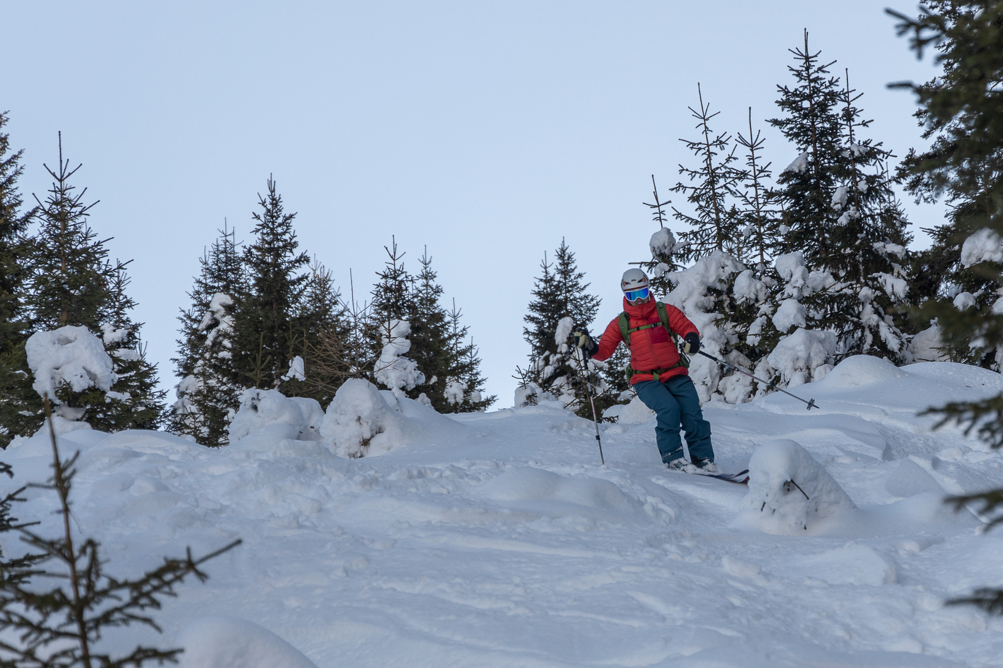 Abfahrt in den Waldschneisen